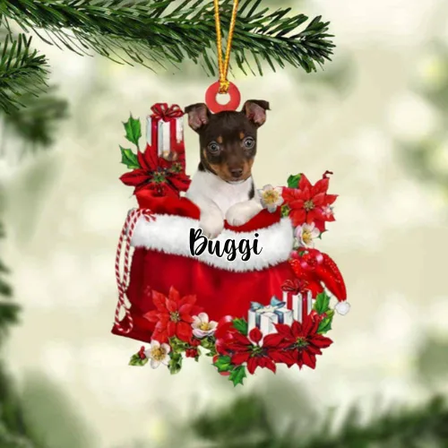 Miniatura 24 de Perro Akita Inu personalizado en bolsa de regalo, adorno de Navidad, nombre personalizado, regalo para amantes de los perros, familia, Navidad