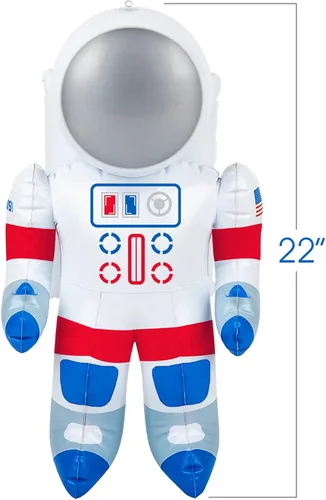 Miniatura 5 de ArtCreativity Paquete de 2 astronautas inflables de 22 pulgadas con etiqueta para colgar, decoraciones de fiesta temática espacial para eventos