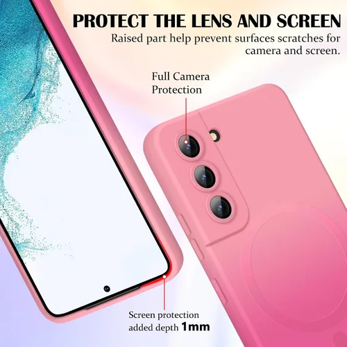 Miniatura 3 de Newseego Funda magnética para Samsung Galaxy S22 5G, funda de silicona líquida suave de lujo, antiarañazos, a prueba de golpes, protector completo