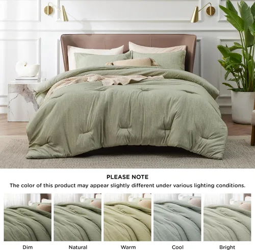 Miniatura 68 de Bedsure Juego de edredón Twin/Twin XL, ropa de cama suave beige para todas las estaciones, juego de cama teñido catiónico, 2 piezas, 1 edredón