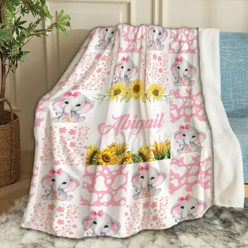 Miniatura 41 de Manta de bebé personalizada con nombre, manta personalizada con nombre de elefante, regalos para recién nacidos, mantas súper suaves para cama
