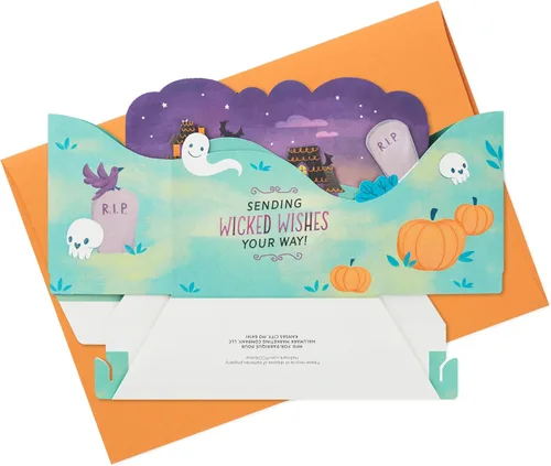 Miniatura 7 de Hallmark Paper Wonder - Tarjeta desplegable de Halloween con música y movimiento (bruja voladora)