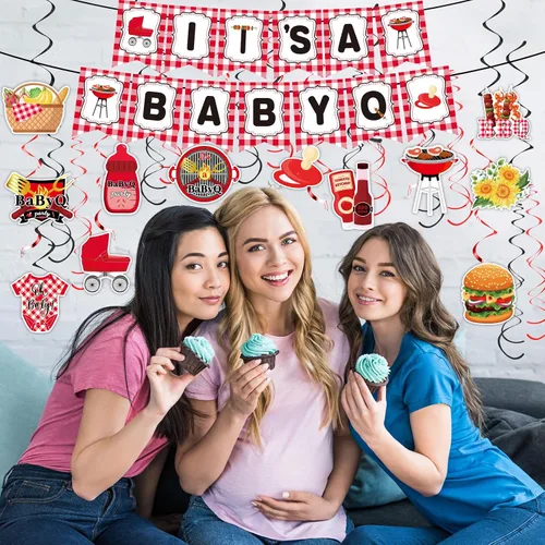 Miniatura 6 de Juego de vajilla para baby shower, decoración de fiesta de Baby Q, juego de vajilla It's A Baby Q, juego de vajilla para barbacoa, servilleta