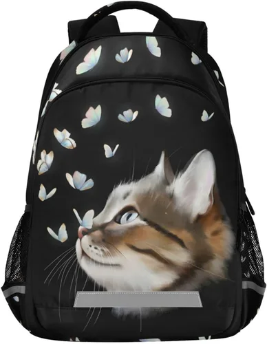 Miniatura 8 de ALAZA Mochilas de viaje con diseño de mariposa, luna y estrella, color azul turquesa, mochila escolar para hombres, mujeres, adolescentes y niños