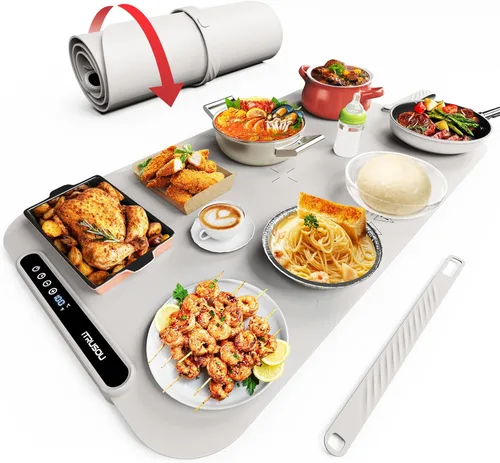 Miniatura 10 de Tapete Calentador de Alimentos, iTRUSOU Bandeja Calentadora Eléctrica con Calentamiento de Superficie Completa para Mantener los Alimentos Calientes