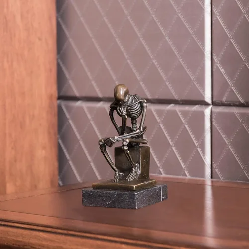 Miniatura 7 de Estatuas de bronce de esqueleto pensador esculturas de Rodin TPE-998 Figuras de metal para decoración del hogar, 10 piezas