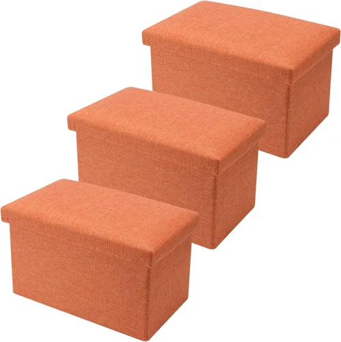 Miniatura 11 de HOZEON 3 Pack 15.7 x 9.8 x 9.11 Inches Folding Storage Ottoman, Blue Rectangle Footrest Seat, Multifunctional Foot Stool for Living Room, Office