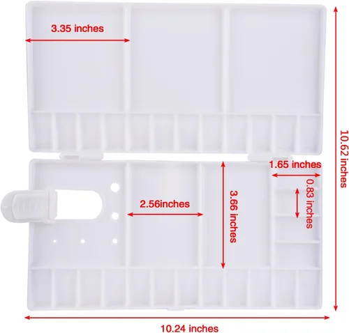 Miniatura 2 de Shappy Paleta de acuarela de 33 compartimentos, bandeja de pintura plegable con 28 pozos y 5 áreas de mezcla, paleta de pintura de plástico