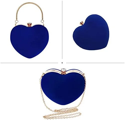 Miniatura 5 de Goclothod Bolso de mano en forma de corazón para mujer, bolso de hombro de terciopelo, bolsos de noche
