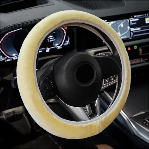 Funda Esponjosa para Volante de Automóvil, Protector Universal Peludo para Volante de Auto de 15'', para Invierno Cálido, Funda Elástica