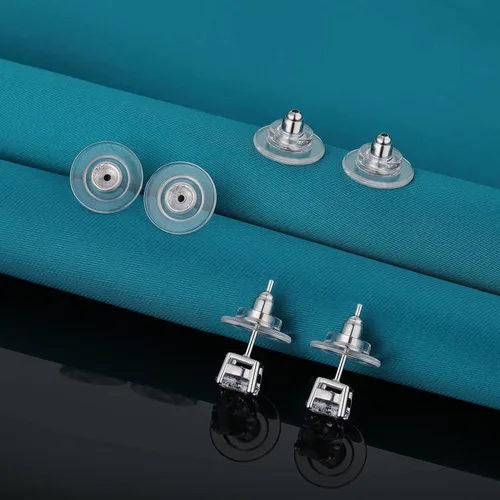 Miniatura 4 de Catinee 3 pares de respaldos para aretes - Reemplazos de plata de ley 925, respaldos ajustables hipoalergénicos con cierre para aretes con poste