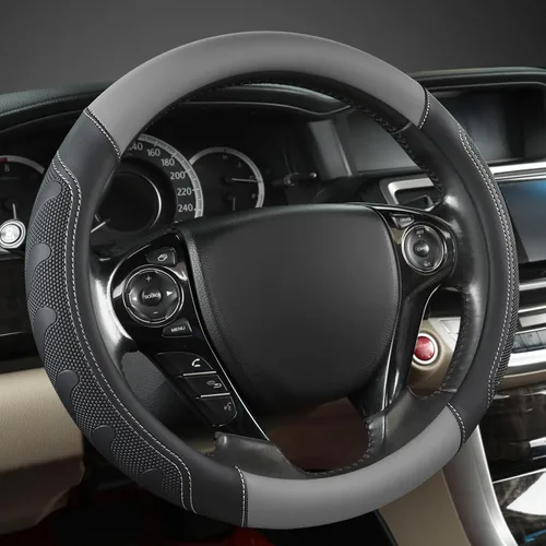 Miniatura 12 de Cubierta de volante de cuero de microfibra GIANT PANDA para Honda Accord, Civic, CR-V, HR-V, Pilot (patrón de diamante negro tamaño estándar)