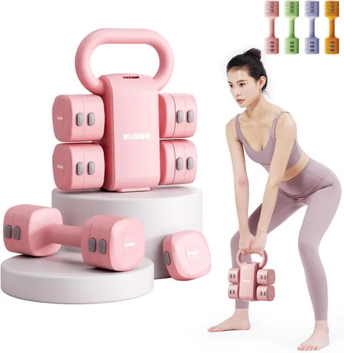 Miniatura 11 de Lightweight Adjustable Dumbbell Kettlebell Set - 4 in 1 Free Weight Set with Kettlebell Grip Converter, Each 2.2 3.3 4.4 5.5lb Quick Change