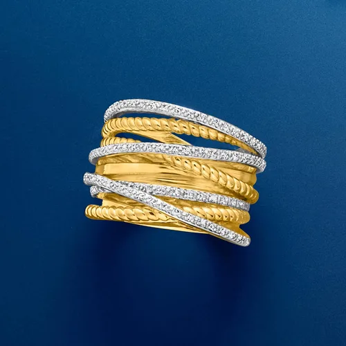 Miniatura 4 de Ross-Simons Anillo de carretera de diamantes de 0,25 qt t en oro amarillo de 18 quilates sobre plata de ley