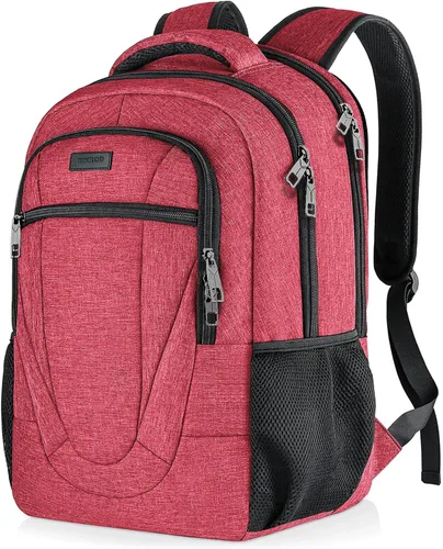 Mochila para portátil unisex BIKROD en color rosa, adecuada para estudiantes universitarios, compartimento para portátil de 17 pulgadas, interior