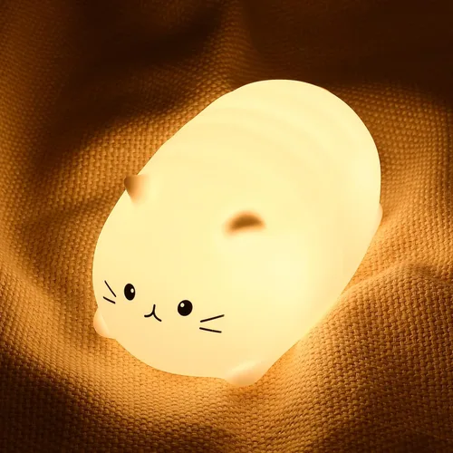 LOVERUIS Luz nocturna para niños, lindos regalos de gatos para niños, temporizador de luz nocturna, lámpara de silicona para niños, decoración