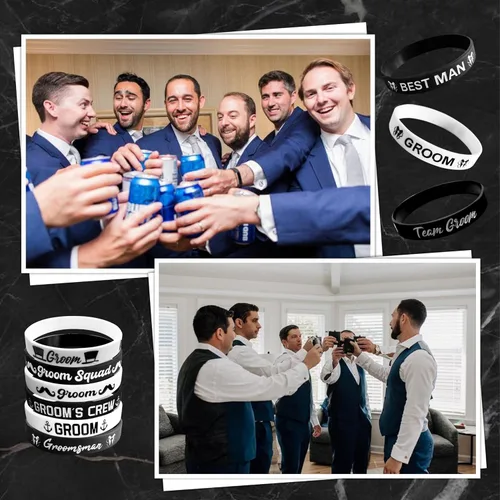 Miniatura 5 de Regalos de propuesta de padrinos de boda, regalos de despedida de soltero, decoraciones para hombres, paquete de 7 pulseras de silicona.