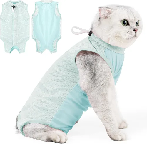 Miniatura 17 de Traje de recuperación para gatos para heridas abdominales o enfermedades de la piel, mameluco de gato para gatos después de la cirugía, traje