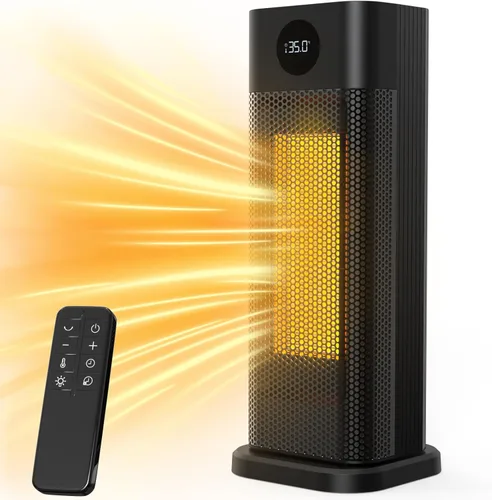 Minthouz Calentador de Espacio - Calentadores de Torre de Cerámica PTC de 1500W para Uso en Interiores con Termostato Ajustable, Temporizador y