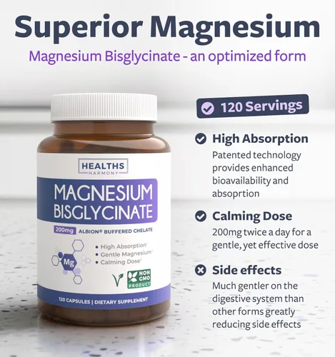 Miniatura 2 de Cápsulas de bisglicinato de magnesio de alta absorción, suplemento de magnesio tamponado y quelado clínicamente validado, 1 cápsula vegana diaria