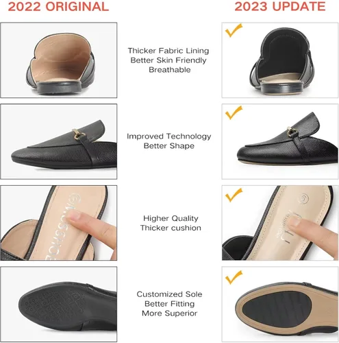 Miniatura 5 de MUSSHOE - Zuecos para mujer, planos, cómodos, tipo mocasín sin talón