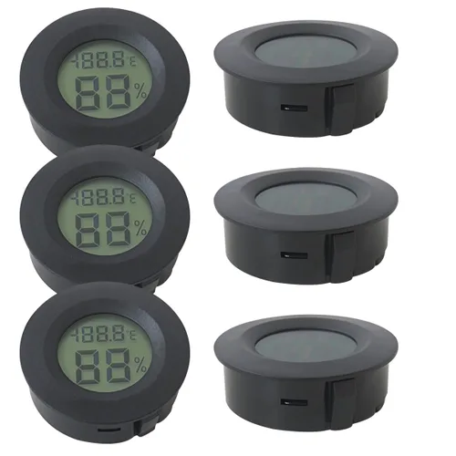 Miniatura 7 de 6-Pack Round Hygrometer Thermometer Digital Humidity Meter Indoor/Outdoor Humidity Monitor Reptile Hygrometer for Warehouse Greenhouse Humidors
