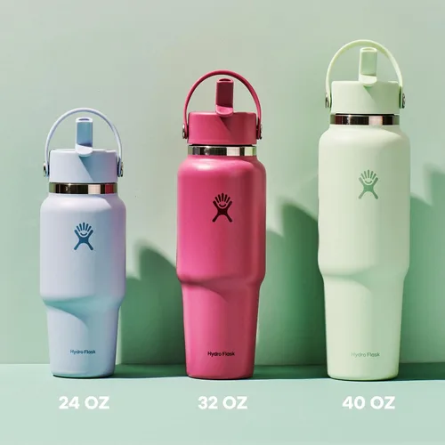 Miniatura 8 de Hydro Flask Botella de agua de viaje – Acero inoxidable aislado – Tapa ancha con pitillo, antiderrames, a prueba de fugas en 24 oz Trillium Pink