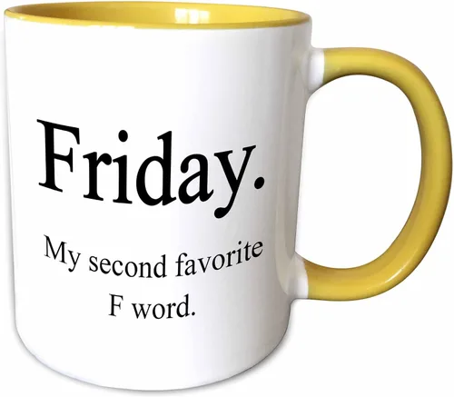 Miniatura 11 de 3dRose EvaDane - Citas divertidas - Viernes mi segunda palabra F favorita. Negro. - Tazas (mug_186243_4)