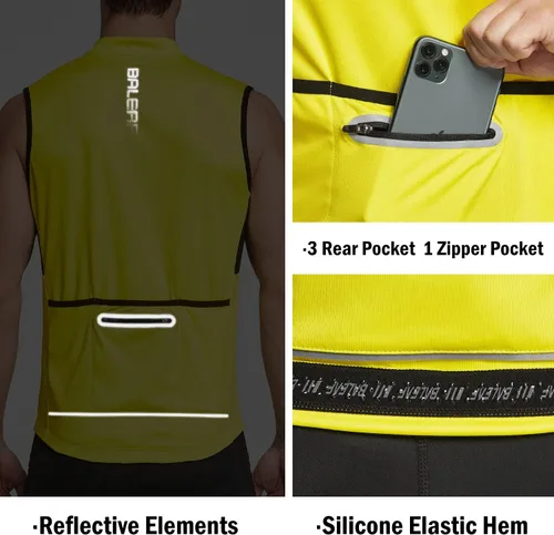 Miniatura 4 de BALEAF Camiseta de ciclismo sin mangas para hombre, camiseta de ciclismo de carretera, camisetas sin mangas, bolsillos con cremallera completa, SPF