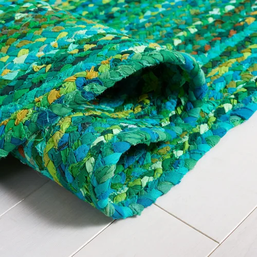 Miniatura 6 de SAFAVIEH - Colección Trenzada Alfombra de área - 5' x 8' Ovalada, Verde, Algodón Reversible Hecho a Mano de Cabaña de Campo, Ideal para Áreas