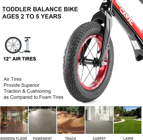 Miniatura 3 de CXWXC Bicicleta de equilibrio de 12 pulgadas para niños de 24 meses a 5 años, bicicleta de equilibrio para niños con reposapiés, bicicleta
