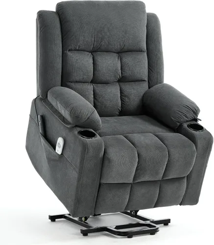 Miniatura 9 de Silla reclinable eléctrica para personas mayores con calor y masaje, sillas reclinables para adultos, reclinables de tela mejorada con puerto de Azul