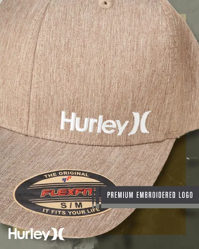 Miniatura 6 de Hurley Gorra de béisbol para hombre Flexfit Curve Bill Fitted Trucker Hat para hombre (S-XL)