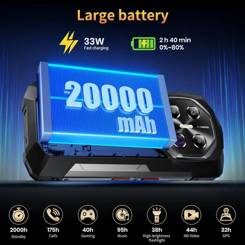 Miniatura 2 de FOSSIBOT F113 5G 20000mAh/33W Teléfono resistente desbloqueado, 36GB+256GB/2TB, MediaTek Dimensity 7050+Android 15 Teléfono para juegos, 6.78