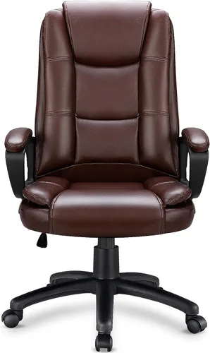Miniatura 12 de OFIKA Silla de escritorio de oficina de cuero, silla de oficina ergonómica con soporte lumbar, silla de computadora, silla ejecutiva de cuero