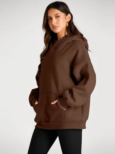 Miniatura 152 de Trendy Queen - Sudaderas extragrandes con capucha para mujer, suéteres de manga larga, sin botones, de vellón, de otoño, ropa de invierno