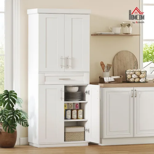 Miniatura 2 de HOMCOM Gabinete de despensa de cocina de 72 pulgadas, armario de almacenamiento alto independiente con 4 puertas, cajón y 3 estantes ajustables