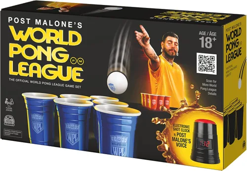 Miniatura 9 de Post Malone World Pong League Juego de beber cerveza para despedida de soltero juegos al aire libre con vasos de plástico y bolas de ping pong