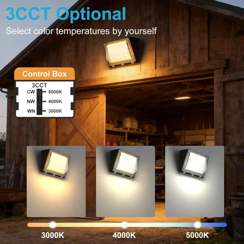 Miniatura 3 de Lightdot Paquete de 4 luces LED de pared 3CCT de 150 W, iluminación exterior de montaje en pared, 100-277 V, 22500 lm del atardecer al amanecer