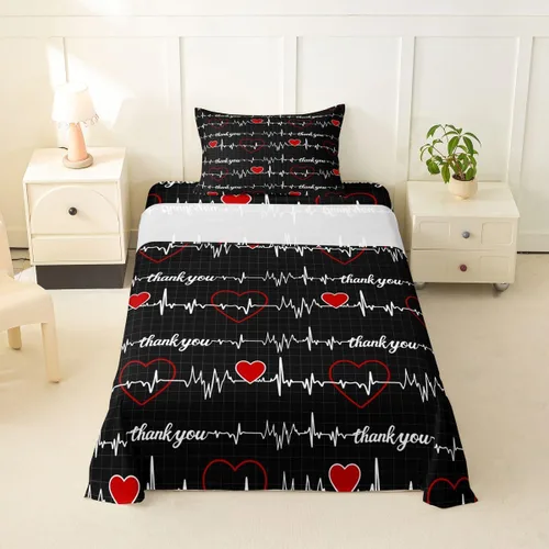 Miniatura 53 de Erosebridal Nurse Sheet Set Stethoscope Twin Sheets Set for Teen Boys,Colorful Medical Healthcare Heartbeat Syringe Fitted Sheet