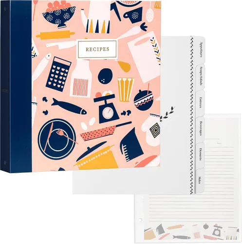 Miniatura 8 de Jot & Mark - Organizador de recetas con 3 anillos (Cosecha otoñal) 50 tarjetas de recetas de 4 x 6, separadores de página completa y protectores