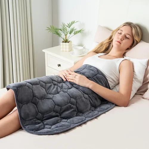 Miniatura 13 de Wemore Manta ponderada de regazo de 7 libras para adultos, manta pequeña con peso para viajes, calma, relajación, siesta y dormir, almohadilla
