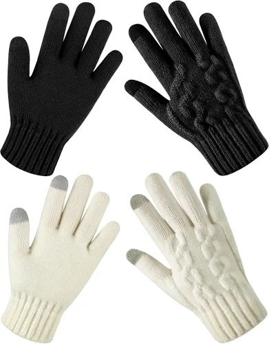 ONESING 2 pares de guantes de invierno para hombre, guantes cálidos para hombre, guantes de punto para pantalla táctil, para clima frío
