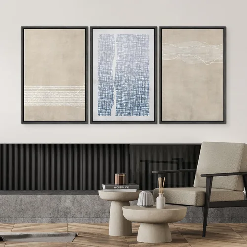 Miniatura 10 de SIGNWIN Lienzo enmarcado para pared, arte con pinceladas de flujo neutro en tonos beige abstractos, ilustraciones, arte moderno, decorativo