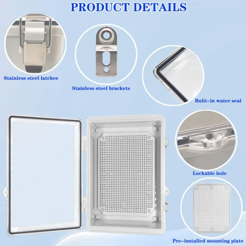 Miniatura 3 de Caja Eléctrica Impermeable para Exteriores Caja de Conexiones Resistente a la Intemperie IP67 Carcasa de Plástico ABS Caja de Proyecto