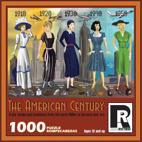 Rompecabezas de 1000 piezas para adultos y familias - El siglo americano - Estilo, diseño e inventos desde principios de 1900 hasta la era de la