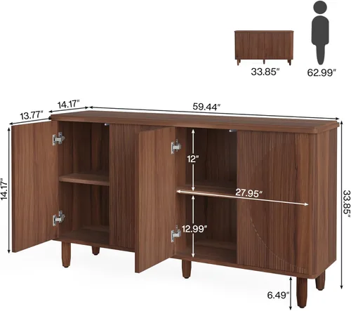 Miniatura 2 de Tribesigns Aparador de buffet con almacenamiento, armario de almacenamiento moderno, mesa de buffet con puertas para sala de estar, cocina, comedor