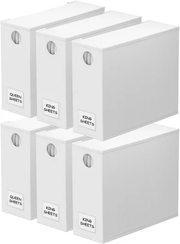 Miniatura 14 de SpaceAid Paquete de 4 organizadores de sábanas y almacenamiento, organizador de sábanas plegable para armario de lino, juego de sábanas con ventana