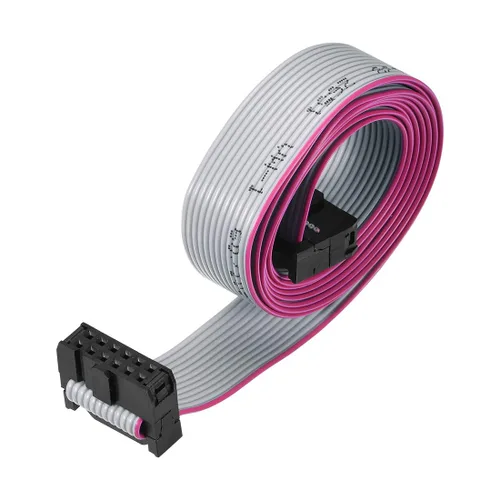 Miniatura 6 de uxcell Longitud plana del conector FC/FC del cable de cinta del alambre de IDC 18 pernos 8.3 ft m de la echada el 3.3 ft gris