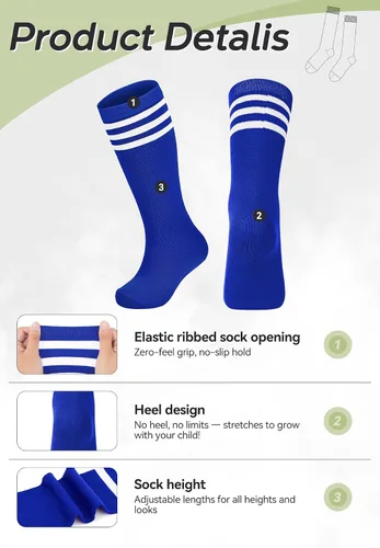 Miniatura 90 de Zando Calcetines de fútbol para niños, hasta la rodilla, para jóvenes, béisbol, fútbol, sóftbol, niños y niñas, de algodón suave sobre